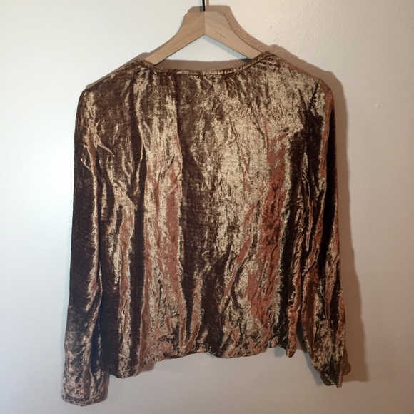 Bronze Colored Velvet Phool Shirt, S - Picture 3 of 4